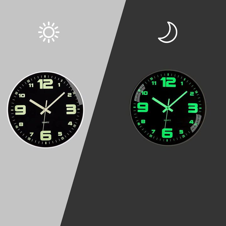 Leuchtend Wanduhr Ohne Tickgeräusche Lautlos 25cm Quarz Modern Gross Batterie Betriebene Wanduhr Ein