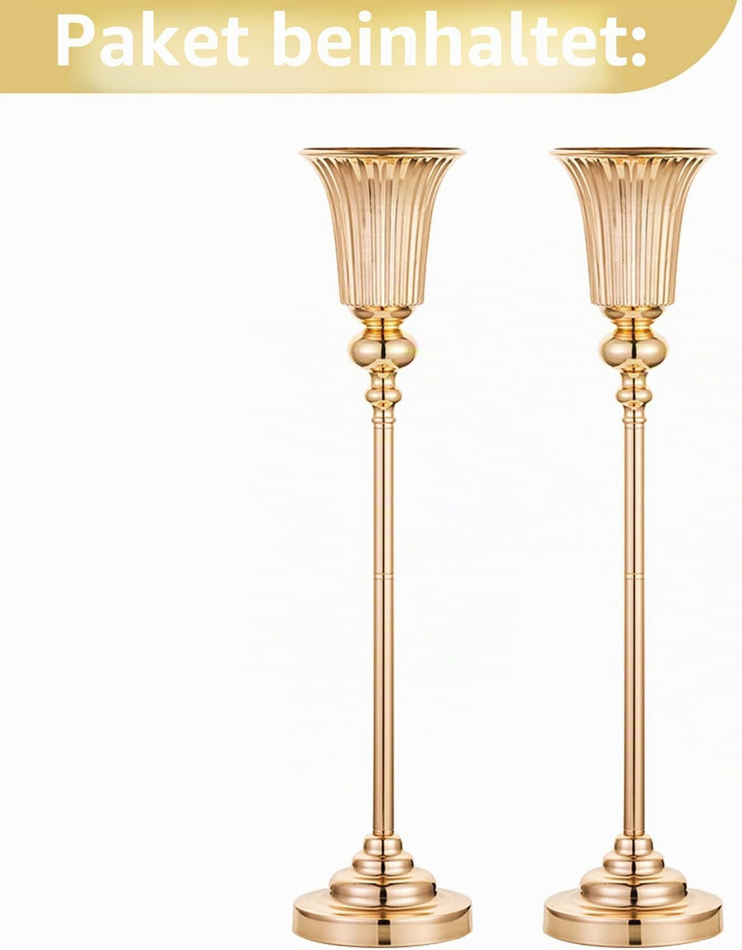 2 Stücke 67.8cm Höhe Metall Hochzeit Mittelstücke Vase, Metall Trompete Vase, Strasse Führen für Hoc
