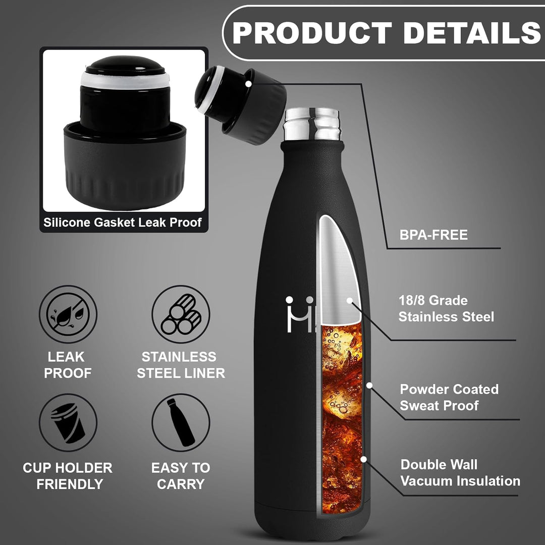 Edelstahl Trinkflasche 750ml, Thermosflasche, BPA-Frei, Trinkflasche Auslaufsicher, 24h Kalt & 12h W