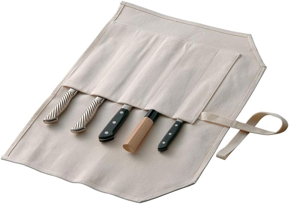 TOJIRO Leinen Messertasche für 5 Messer