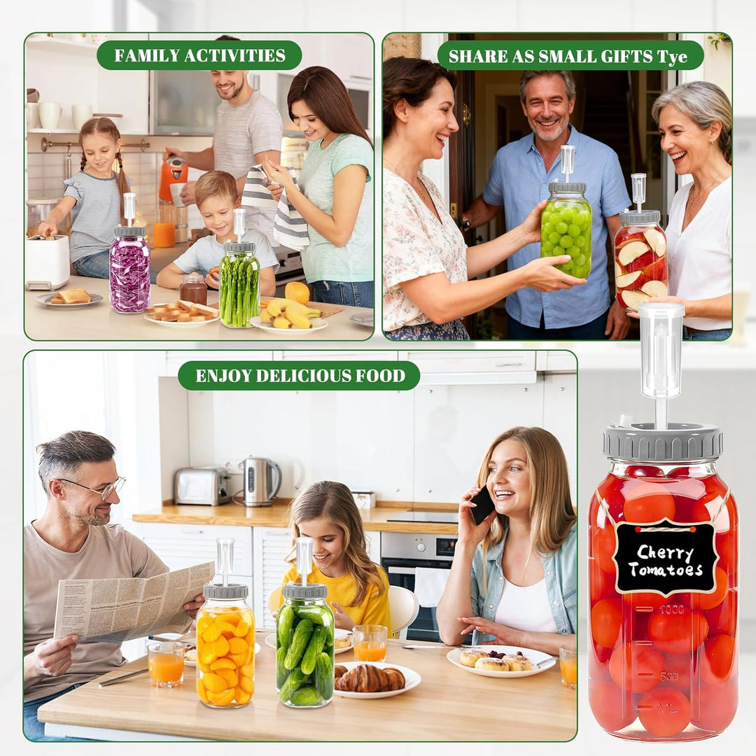 2 Stück Fermentierglas,2L Breiter Mund Fermentiergläser, Fermentiergläser mit Luftschlössern& Gewich