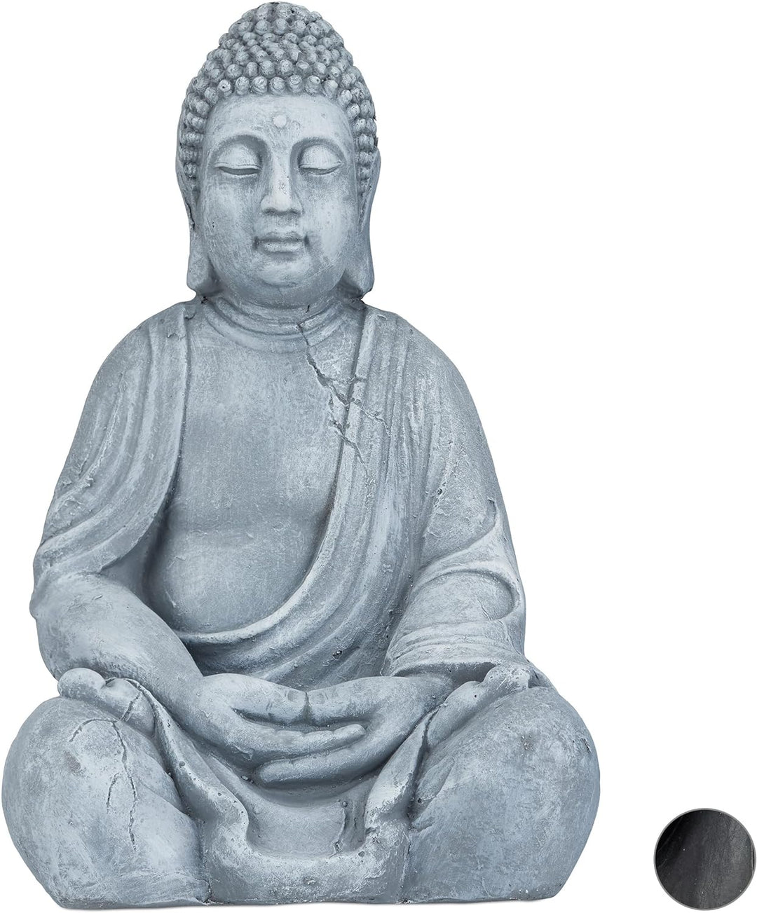 Relaxdays XL Buddha Figur sitzend, 50 cm hoch, Feng Shui, Outdoor, Garten Dekofigur, grosse Zen Budd