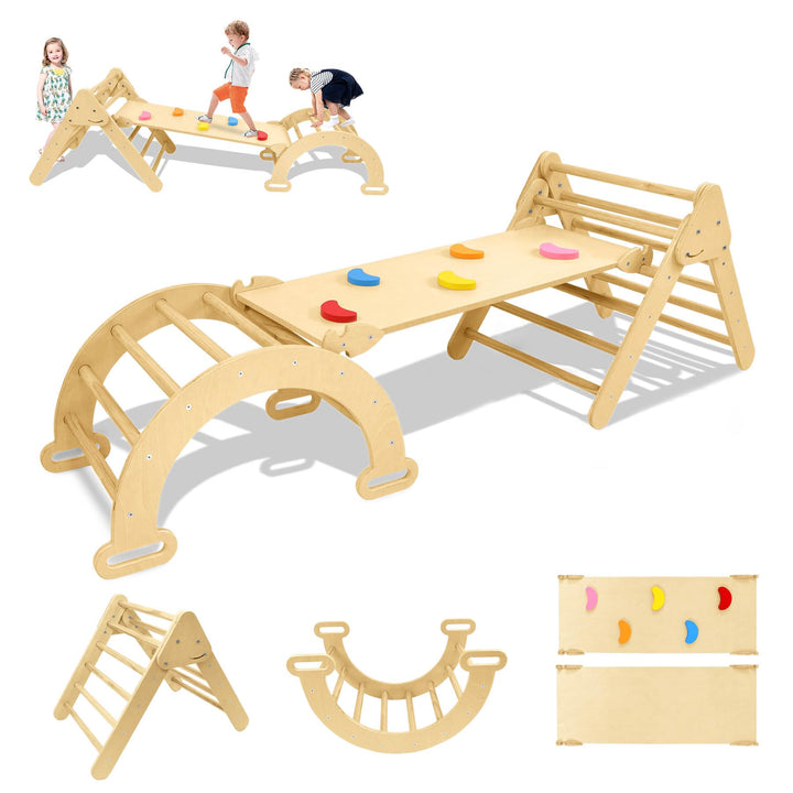 ACXIN 3-in-1 Montessori Klettergerüst Indoor für Kinder mit Kletterdreieck und Kletterbogen, Indoor