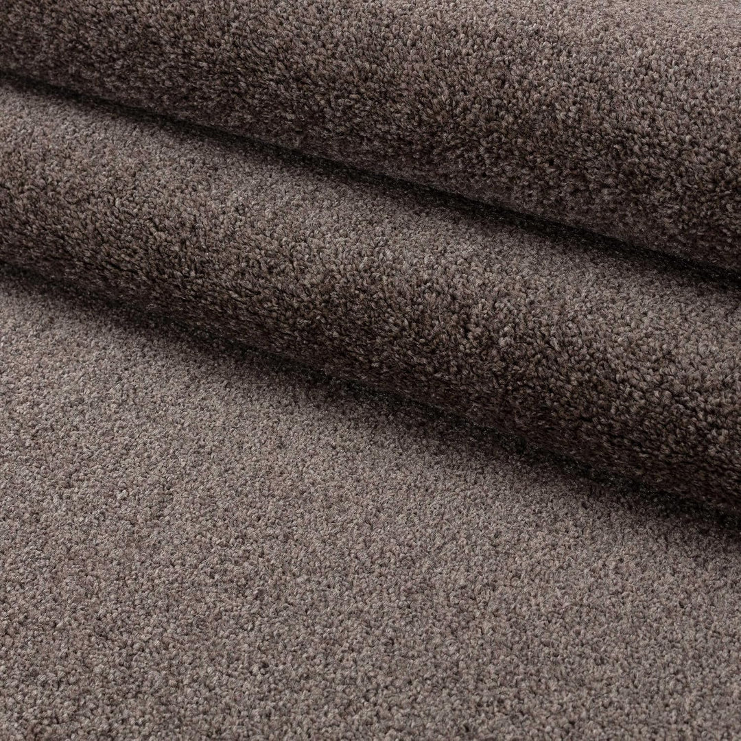 Carpetsale24 Dichter Kurzflor Teppich Wohnzimmer Mokka 120 cm Rund Modern Einfarbig Design - Flausch