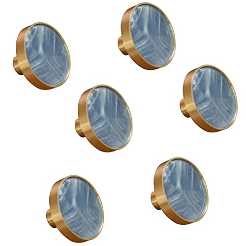Knober 6 X Möbelknopf 40 mm Hell Blau aus Messing für Kommoden Schränke Schubladen Knäufe Knöpfe lei