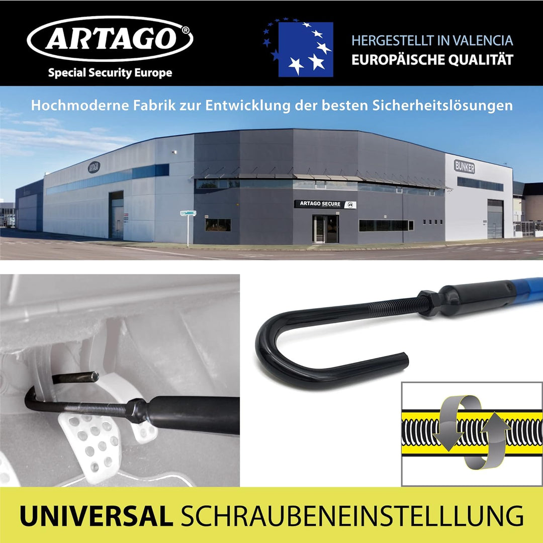 Artago 880/B Lenkradschloss Pedal EASY HOOK, Lenkradkralle, Diebstahlsicherung Lenkrad Pedal Auto, G