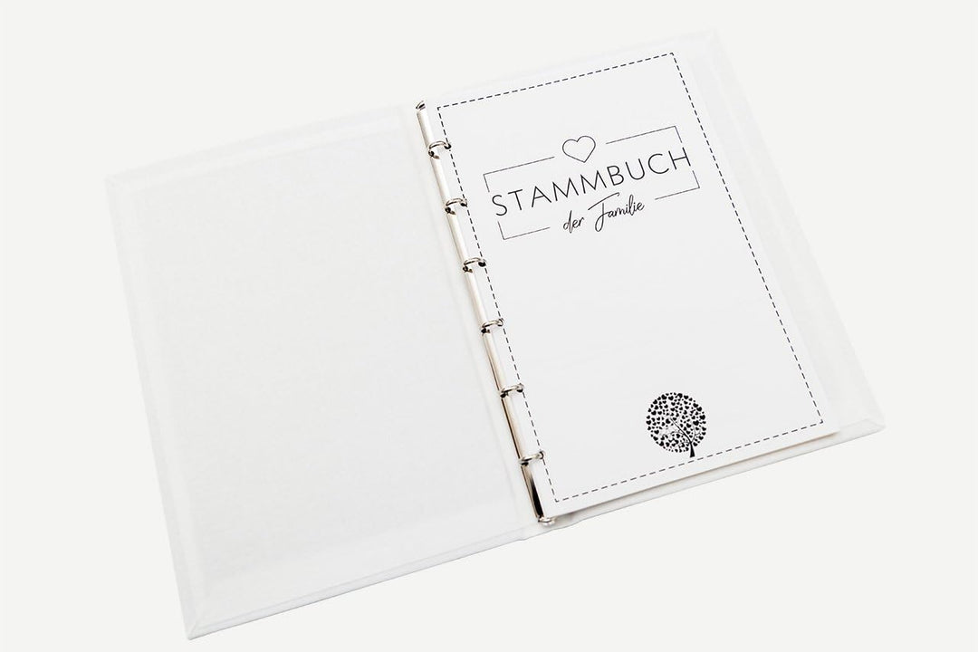 Hochzeitideal – Stammbuch der Familie Amore violett 21,0 cm x 15,0 cm - Buchbinderleinen Hochzeit -