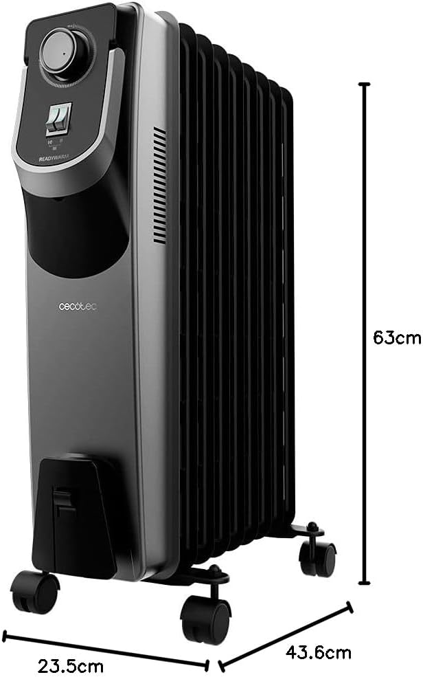 Cecotec Öl-Radiator ReadyWarm 9000 Space 360º Black. 2000 W, 9 Module, 3 Leistungsstufen, Kabelaufbe