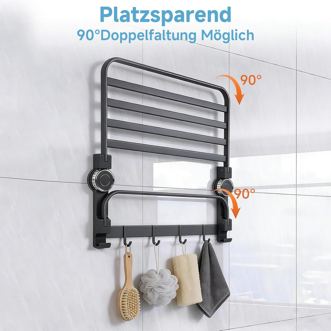 Handtuchhalter ohne Bohren, Handtuchhalter Mit Saugnapf, 90° Klappbarer Handtuchstange, Wandmontage