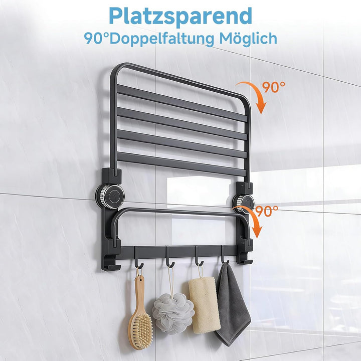 Handtuchhalter ohne Bohren, Handtuchhalter Mit Saugnapf, 90° Klappbarer Handtuchstange, Wandmontage