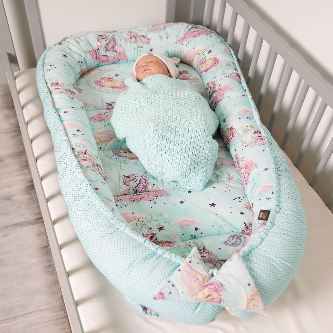 PaLulli 120x60 cm Babynest Babynestchen XXL Babykokon 2seitig 100% Baumwolle Kissen Nestchen für Bab