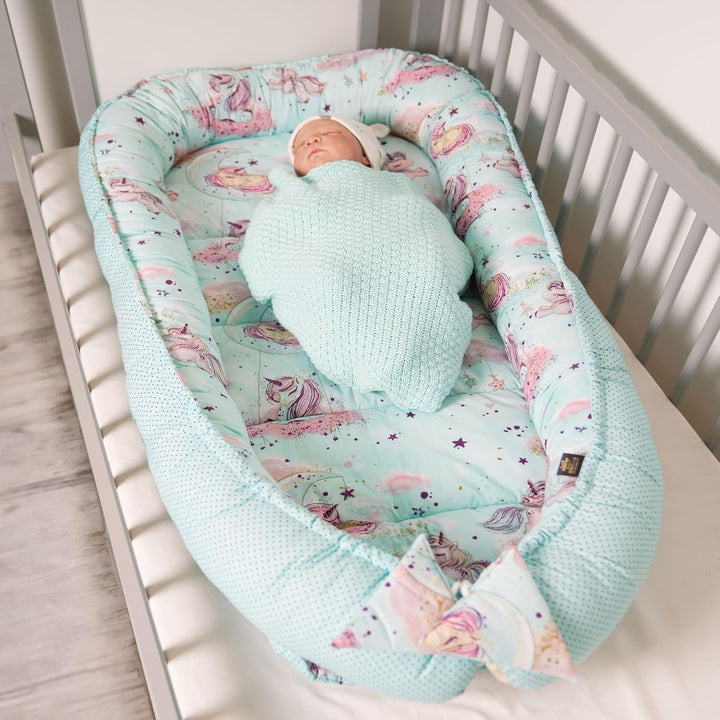PaLulli 120x60 cm Babynest Babynestchen XXL Babykokon 2seitig 100% Baumwolle Kissen Nestchen für Bab
