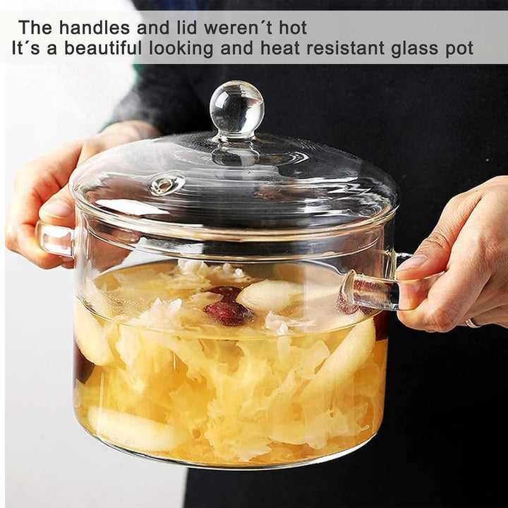 1.5L/50oz Glas Topf Glastopf zum Kochen, Schmorpfanne, Hochtemperaturbeständiger Transparenter Glas
