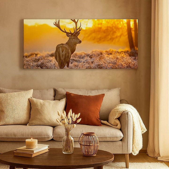 Wandbilder Dekoration Wohnzimmer Herbst landschaft natur blatt Panorama Bilder auf Leinwand 120x50cm