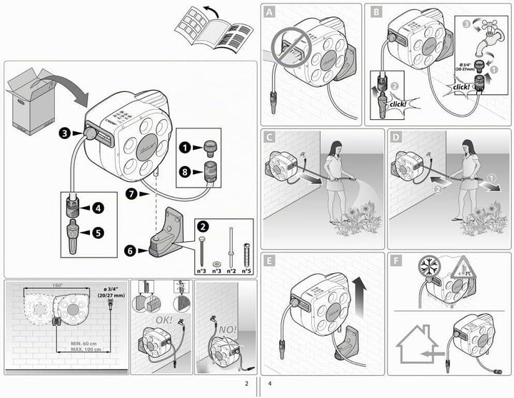 Claber Rotoroll Evolution 10 m, Automatische Schlauchtrommel der Wand Aufhängbar mit Slow Rewind