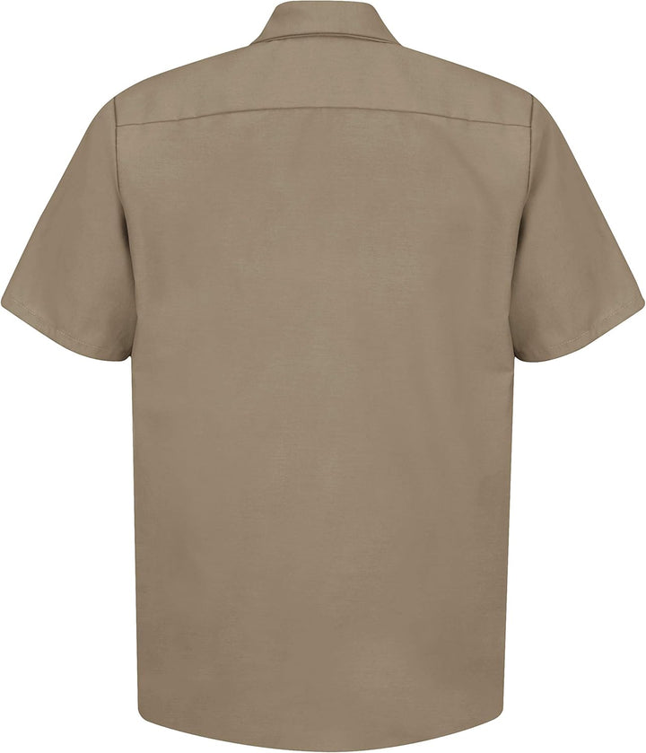 Red Kap Herren Men's Short Sleeve Industrial Stripe Work Shirt Hemd XL Khaki, XL Khaki