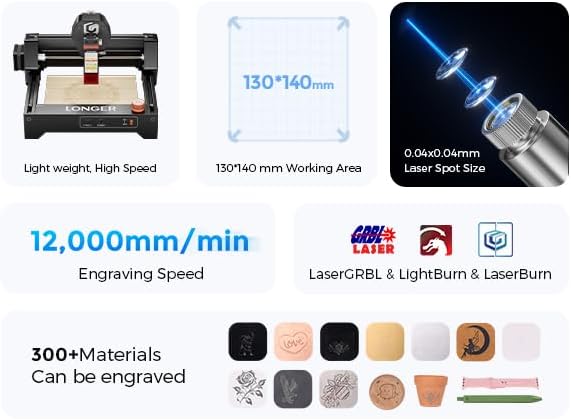 LONGER RAY5 Mini 2,5W tragbare Laser Gravur & Schneidmaschine - 12000 mm/min Schnittgeschwindigkeit