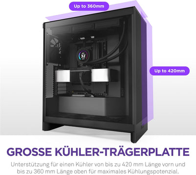 NZXT H7 Flow | Mid-Tower-ATX-Airflow-Gehäuse | Bis zu 3 x 120-mm-Lüfter im Boden zur direkten GPU-Kü