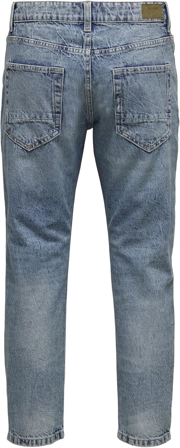 ONLY & SONS Crop Distressed Jeans 29 Blue Denim, 29 Blue Denim