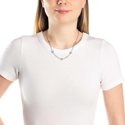 Leonardo Jewels Milou Halskette, Kette aus Edelstahl mit Zirkonia Steinen, Plättchen, silber, 45-50