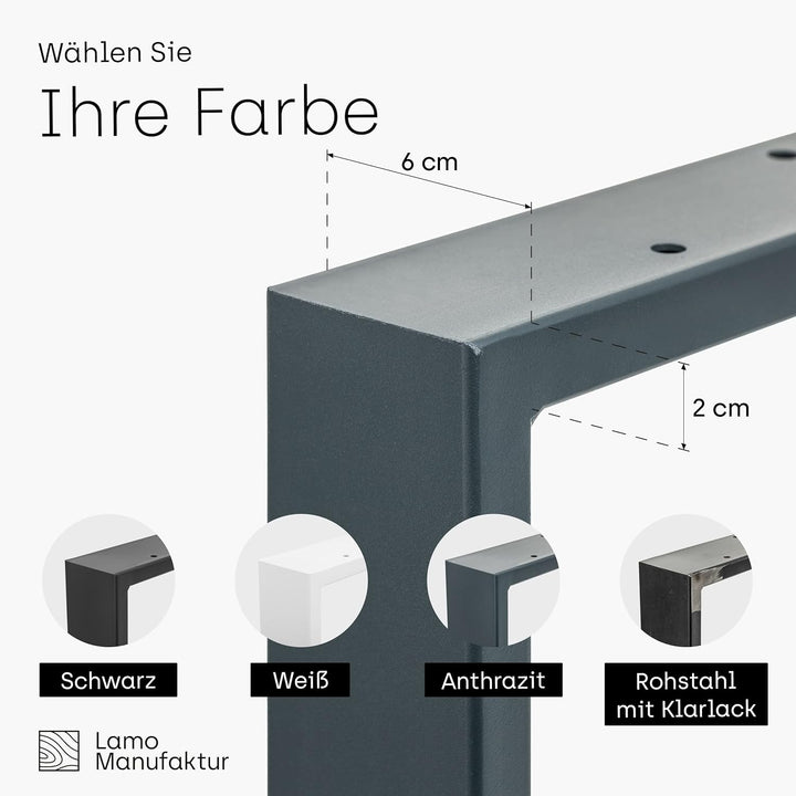 LAMO Manufaktur Tischbeine für Sitzbank, Couchtisch, Beistelltisch, Simple Light, Vierkantprofil 60x