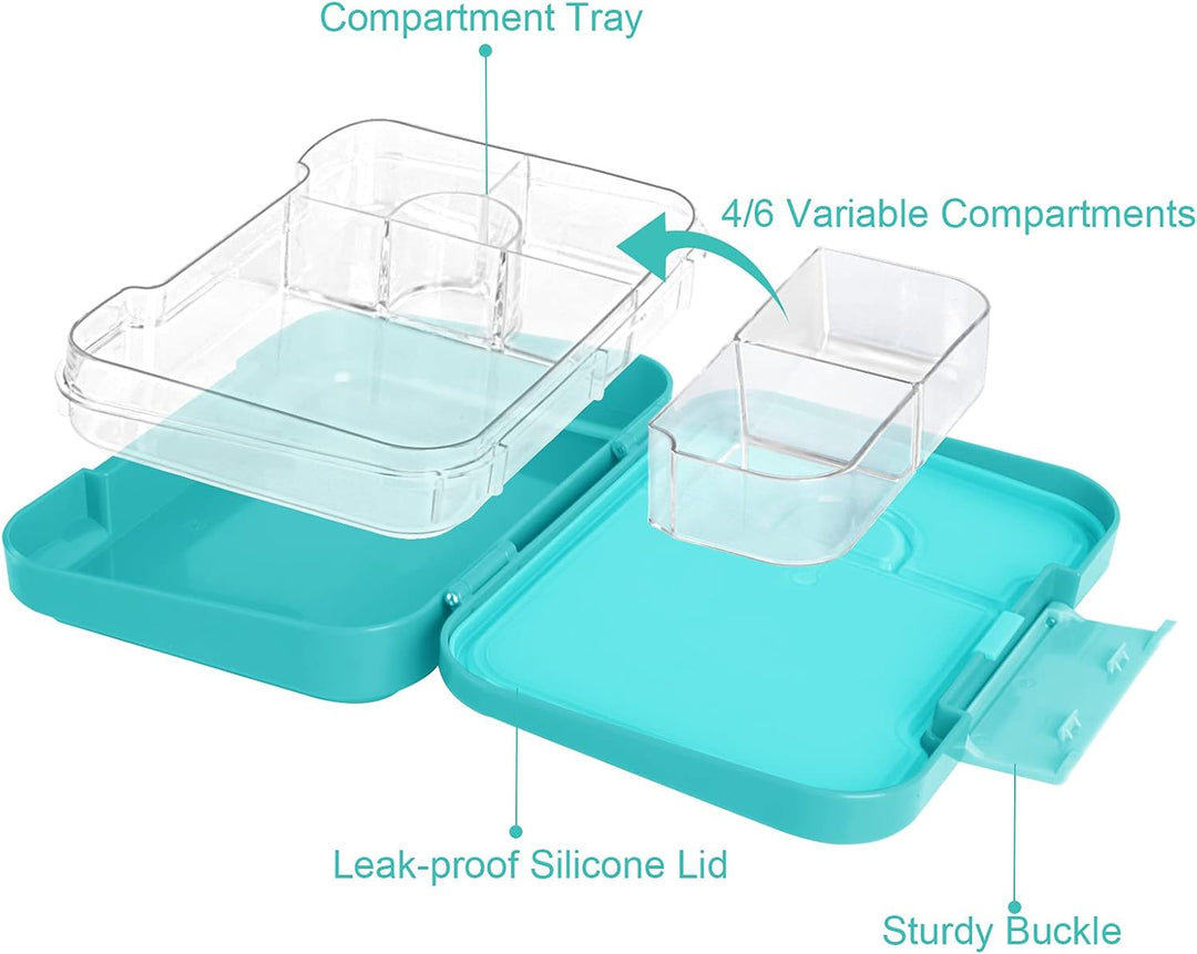Lunchbox Kinder Bento Box, Brotdose mit Fächern, Robust und Auslaufsicher Brotzeitbox für Kinder Erw
