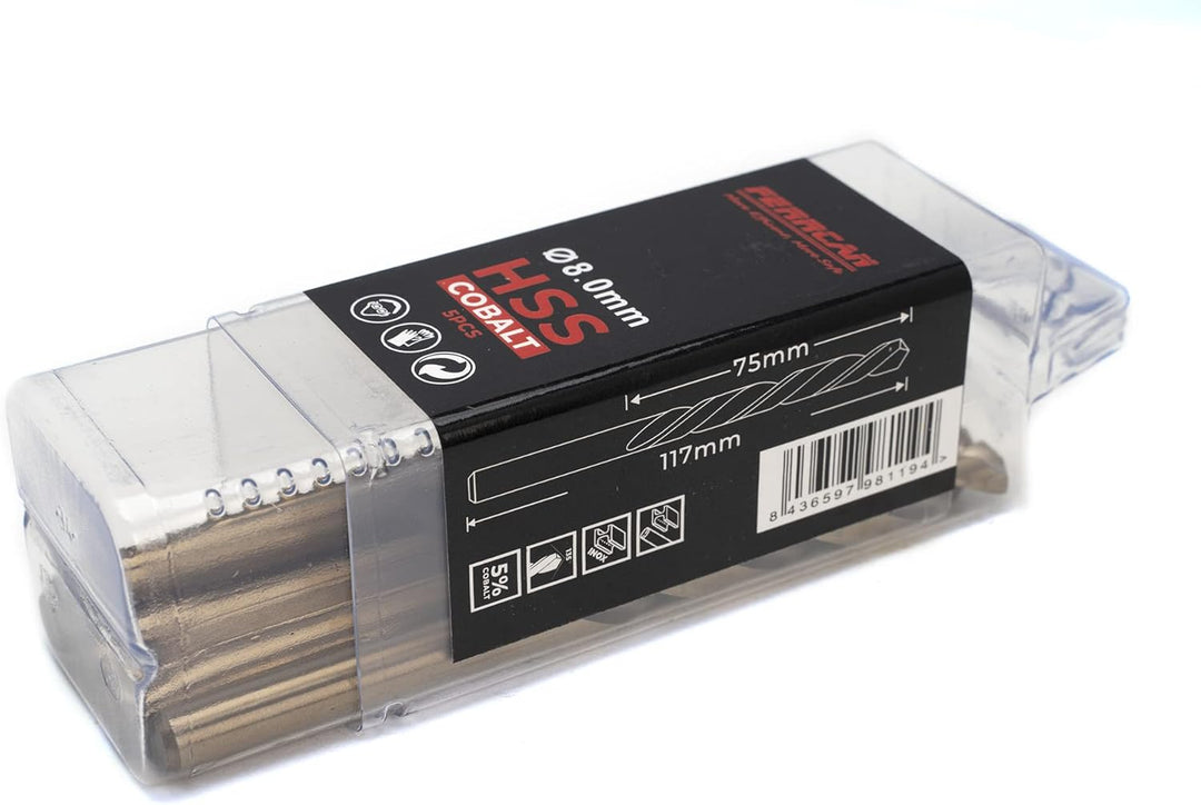 Ferrcan HSS Metallbohrer DIN338 M35 kobalt 7-13mm mm (5er Pack) (8mm), 8mm