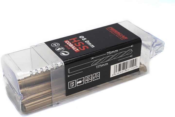 Ferrcan HSS Metallbohrer DIN338 M35 kobalt 7-13mm mm (5er Pack) (8mm), 8mm