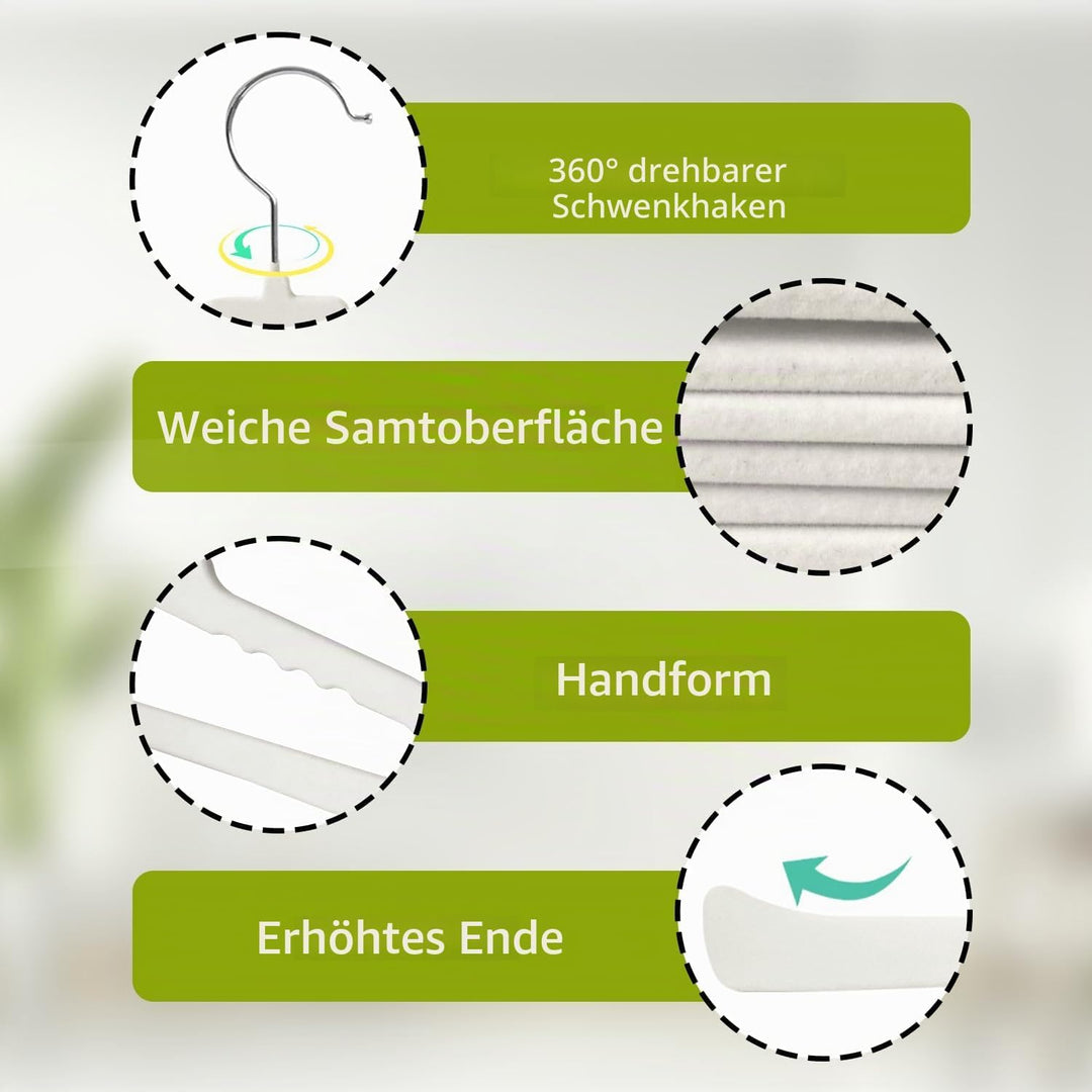 ManGotree rutschfeste Samt-Hosenbügel, Filz-Jeansbügel mit Offenen Enden für Kleiderschrank-Organize