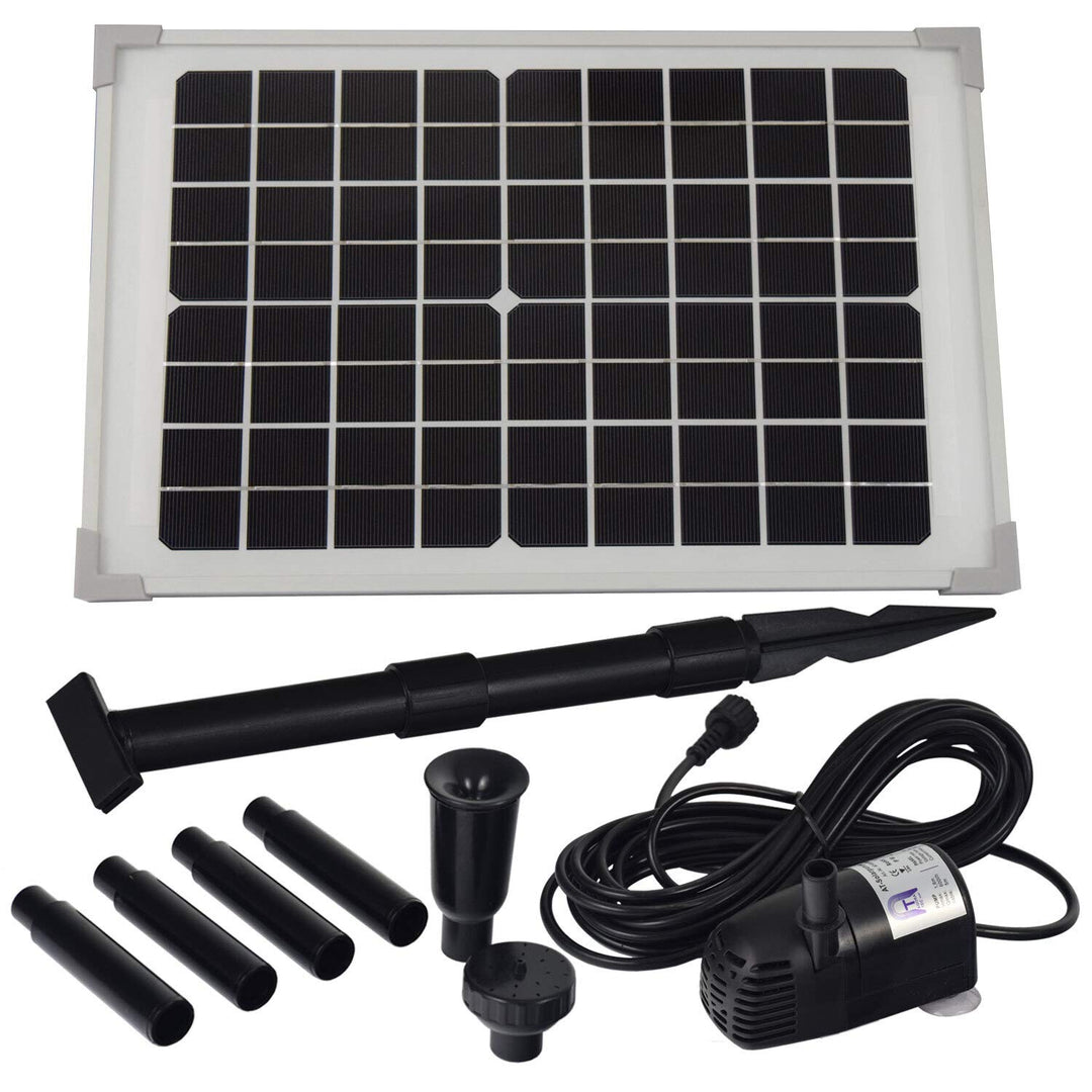 Agora-Tec® Monokristallines Solar Teichpumpen Set AT-10W Hmax.: 600l/h Fontainenhöhe: 1,00m, 10 Watt