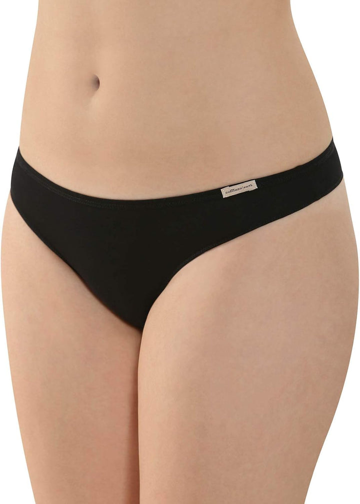 COMAZO Earth 6er Sparpack Damen String, Gr. 36-44, 42 Schwarz
