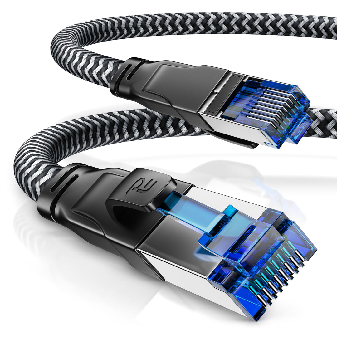 CSL - 10m Netzwerkkabel CAT 8 - LAN Kabel Patchkabel - Baumwollmantel - CAT8.1 High Speed Gigabit Et
