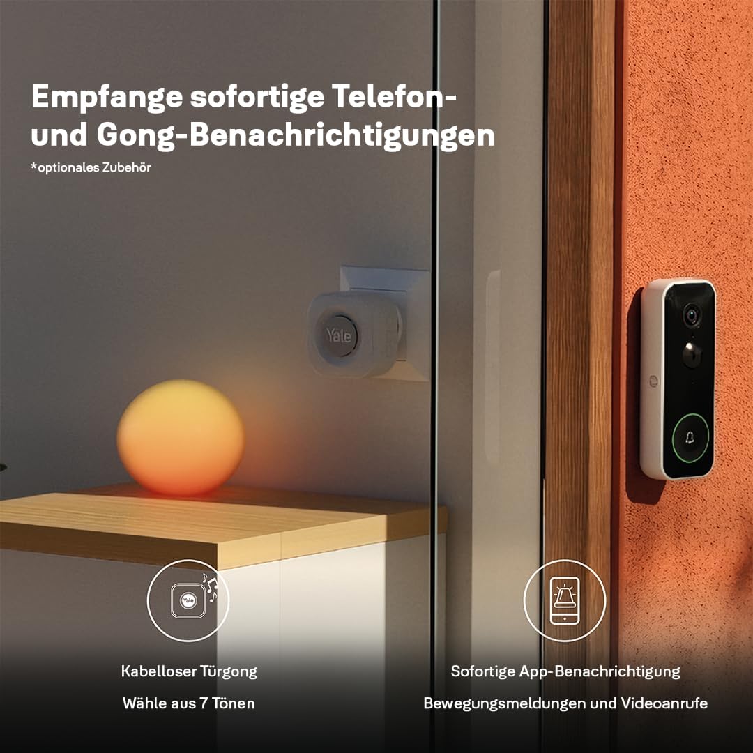 Yale Smart Video-Türklingel - Full HD Live Ansicht &amp; Zwei-Wege-Audio inkl. Yale Türklingel-Gong, Plu