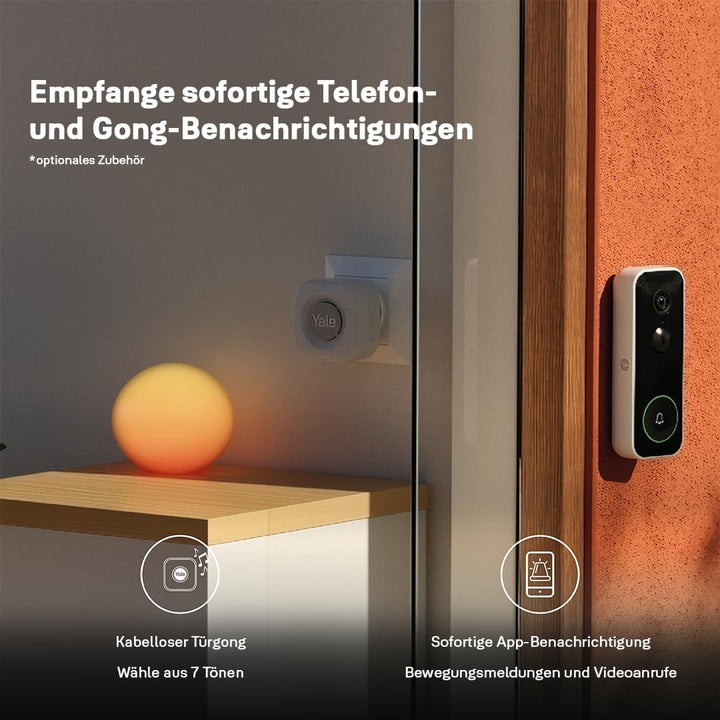 Yale Smart Video-Türklingel - Full HD Live Ansicht &amp; Zwei-Wege-Audio inkl. Yale Türklingel-Gong, Plu