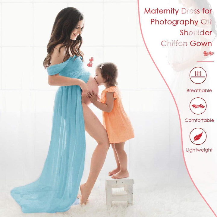 Schwangere Frauen Fotografie Stützen Schwanger Kleid Maternity Gown Split Front Foto Shoot Kleid Mut