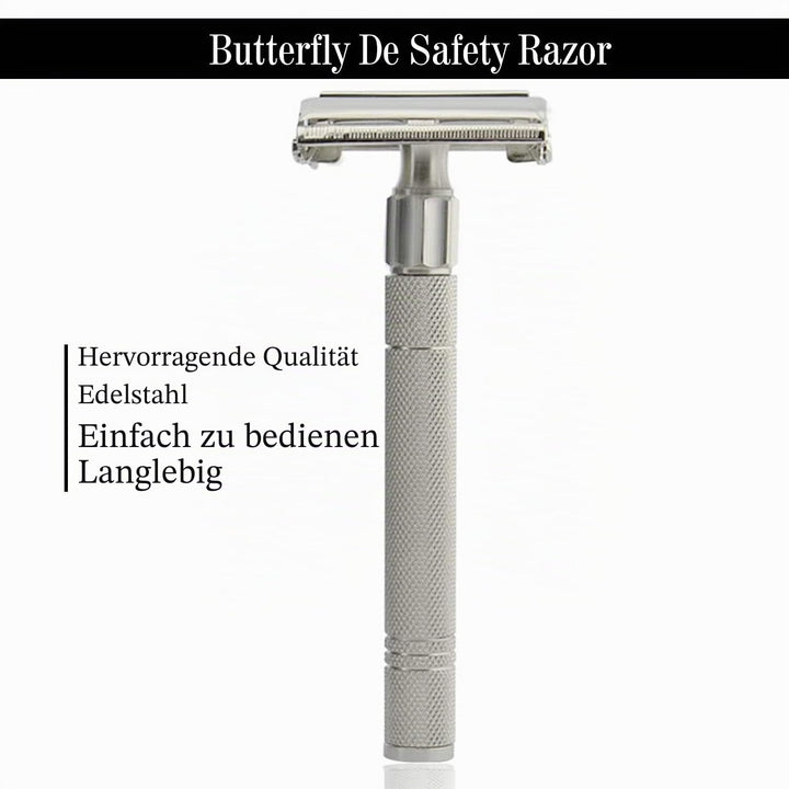 Twist Rasierhobel Herren – Klassischer Vintage Edelstahl Rasierer mit Butterfly-Öffnung – Doppel¬kli