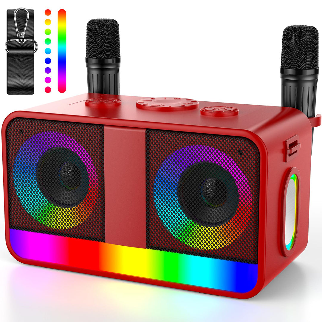 Karaoke-Maschine : Echter Tragbarer Lautsprecher mit 35W, 8-Stunden-Autonomie, 2 Aufladbare Drahtlos