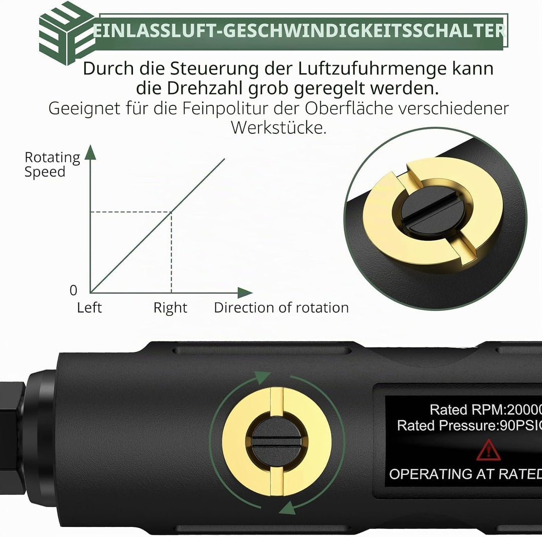 EYPINS Druckluftschleifer Set, Druckluft Winkelschleifer Schleifer 90°Stabschleifer Gesenkschleifer