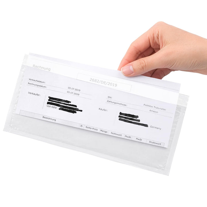 Netuno 1000x transparente Lieferscheintasche selbstklebend DIN lang 239x 131 mm Begleitpapiertasche