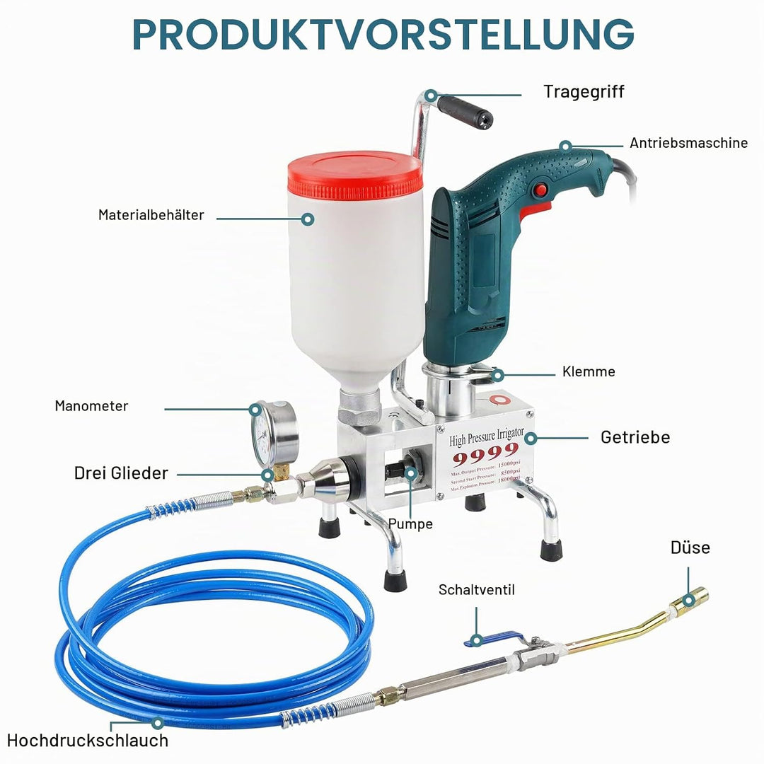 Fussbodenfugenmaschine 910W Injektionspumpe Hochdruck Einspritzpumpe bodenfugenmaschine Haus Dachver