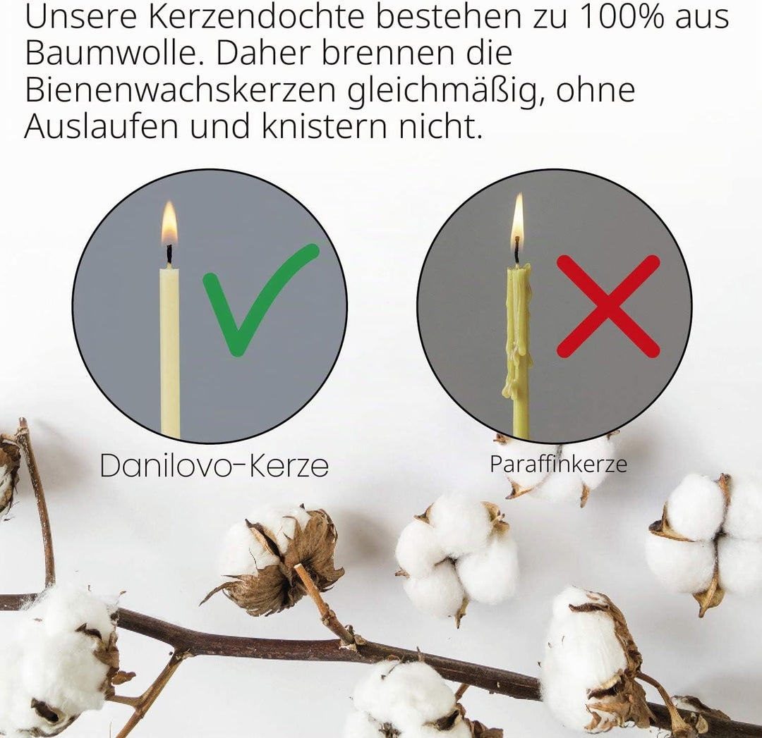 Danilovo 50 Stück Weiss Bienenwachs Kerzen - Orthodoxe Kerzen für Gebet, Rituals, Tischdeko Hochzeit