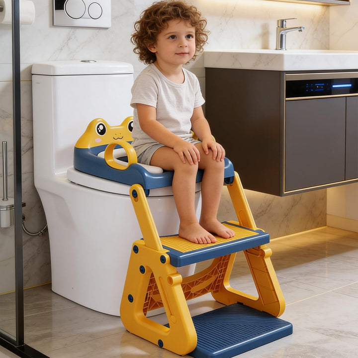 Toilettensitz Kinder mit Treppe,Stabil Kinder Toilettensitz mit Dreiecksstruktur,3 in 1 Toilettentra