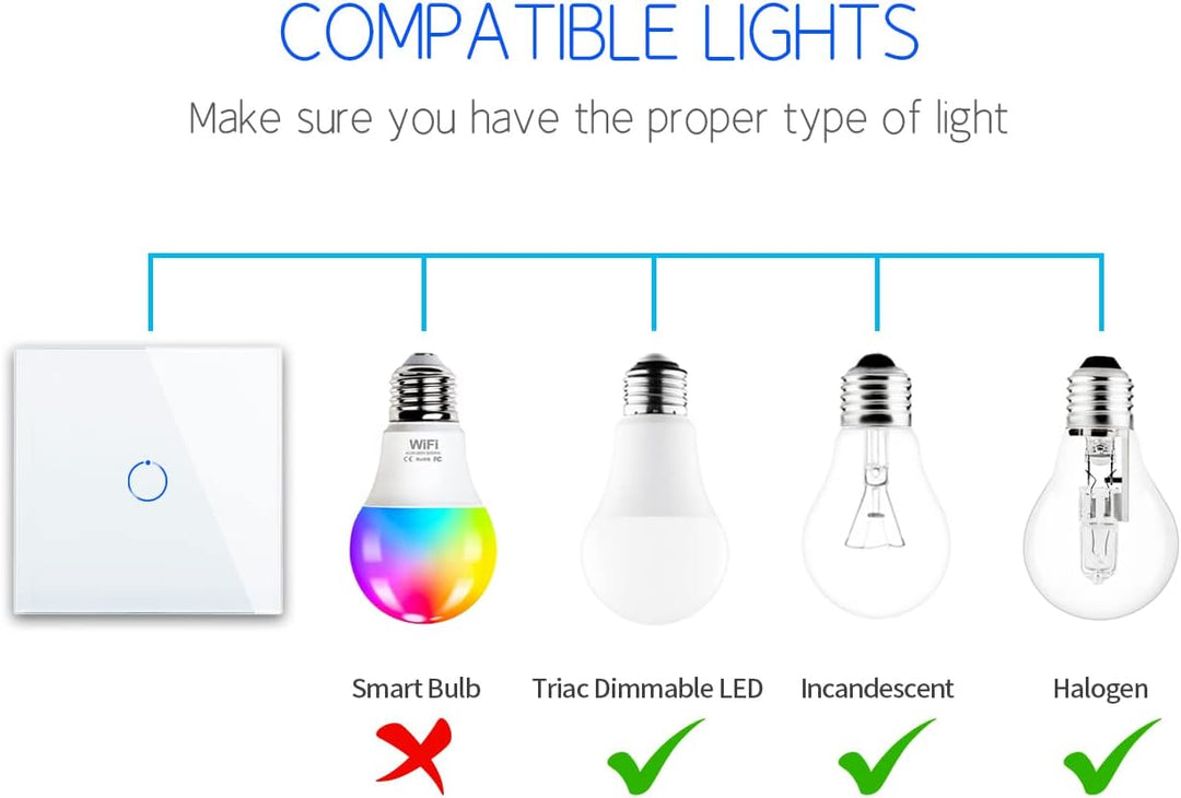 2er-Pack CNBINGO Dimmer Wechselschalter für LED-Leuchten - Touch Lichtschalter unterputz - Dimmschal