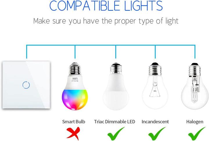 2er-Pack CNBINGO Dimmer Wechselschalter für LED-Leuchten - Touch Lichtschalter unterputz - Dimmschal