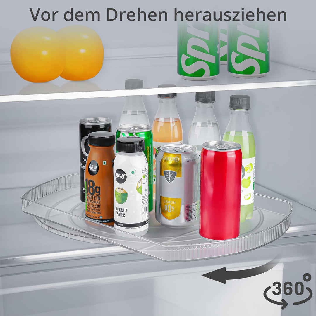 Winter Shore Rechteckiger Drehteller Kühlschrank - Rechteckiger Organizer Drehbar & Verschiebbar - L
