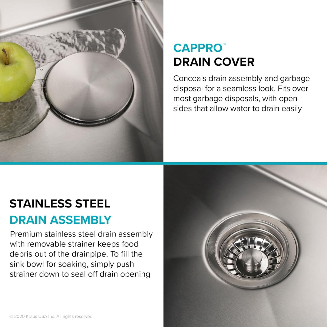 Kraus KHU101-10 Standart PRO Undermount 16 Gauge Stainless Steel Single Bowl Bar Prep Kitchen Sink,
