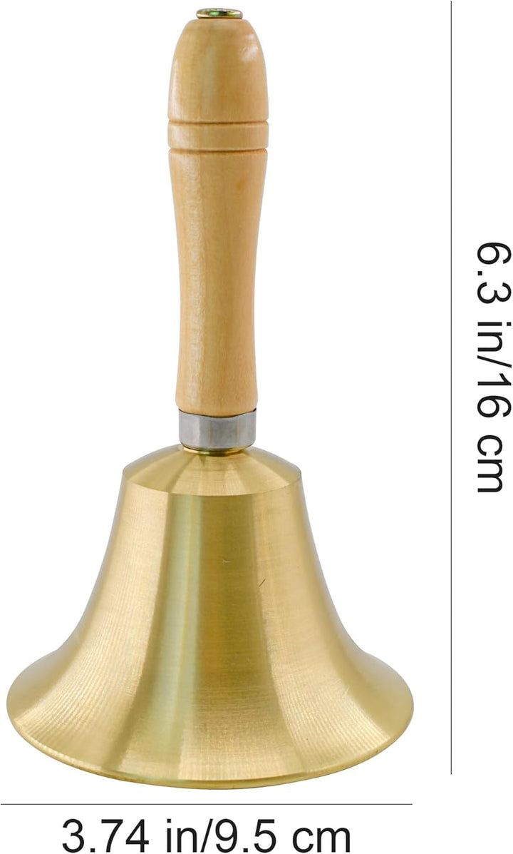 MrMrKura Superlaute Handglocke aus massivem Messing mit Holzgriff für Kirche, Hotel, Schule, Gottesd