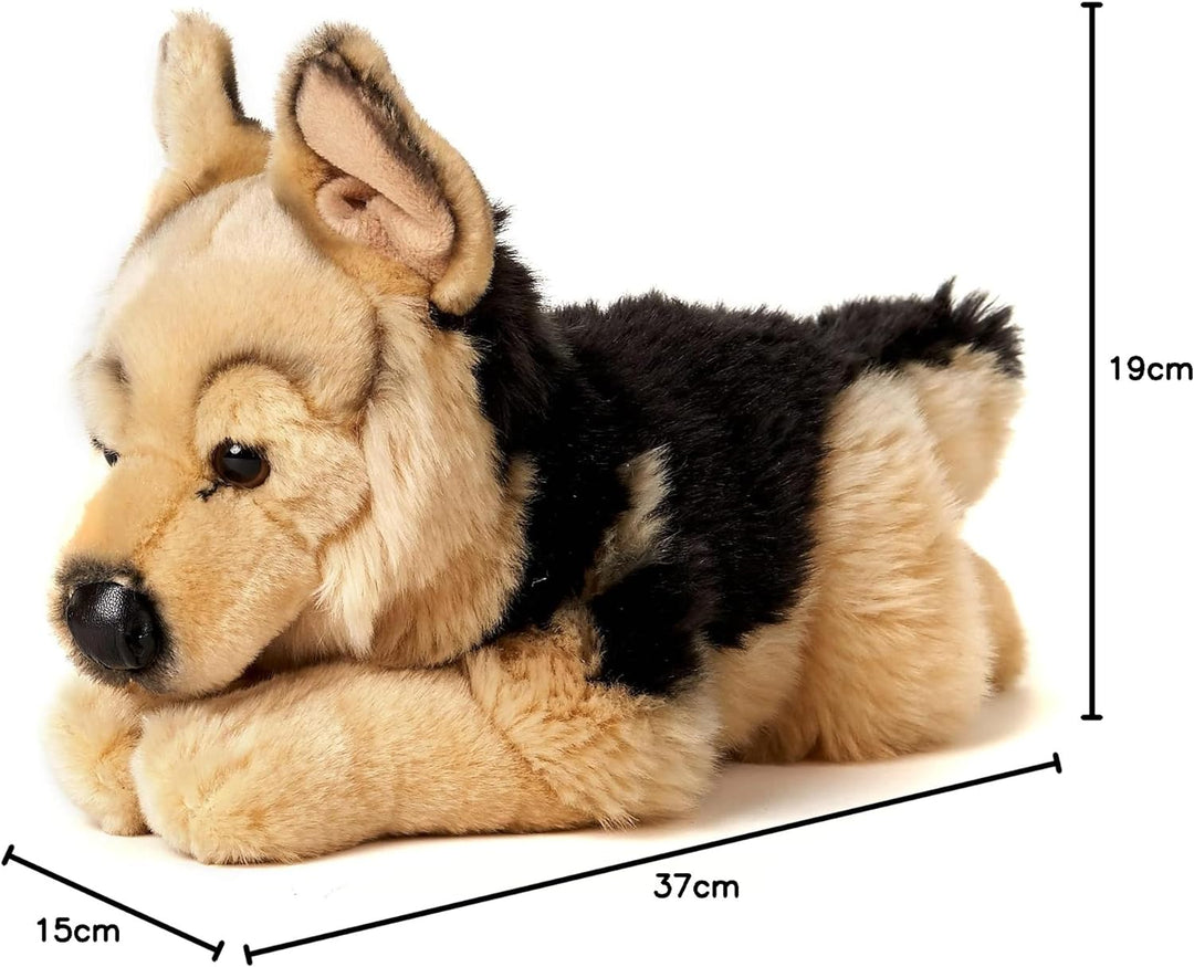 Uni-Toys - Deutscher Schäferhund, liegend - 37 cm (Länge) - Plüsch-Hund, Haustier - Plüschtier, Kusc