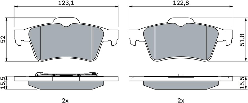 Bosch BP346 Bremsbeläge - Hinterachse - ECE-R90 Zertifizierung - vier Bremsbeläge pro Set