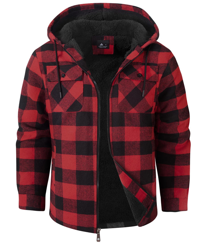 SwissWell Herren Hemdjacke Verdicken Kariertes mit Zipper Flanelljacke Plüschfutter Freizeit Gefütte